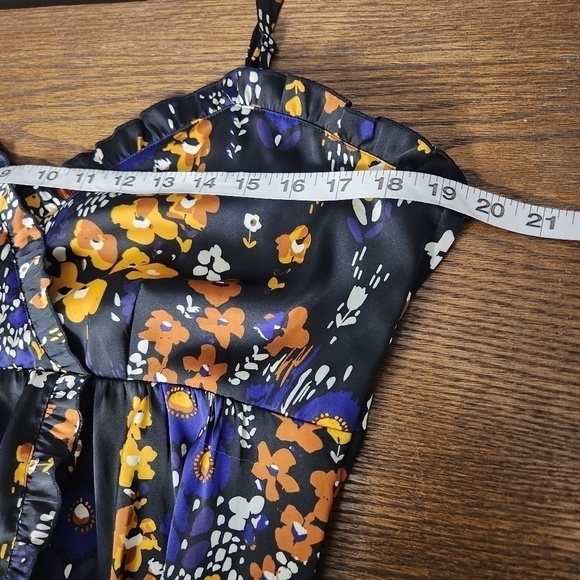 H&M Sundress Floral Satin Slip Dress Spaghetti Strap Size 14 - Picture 9 of 11